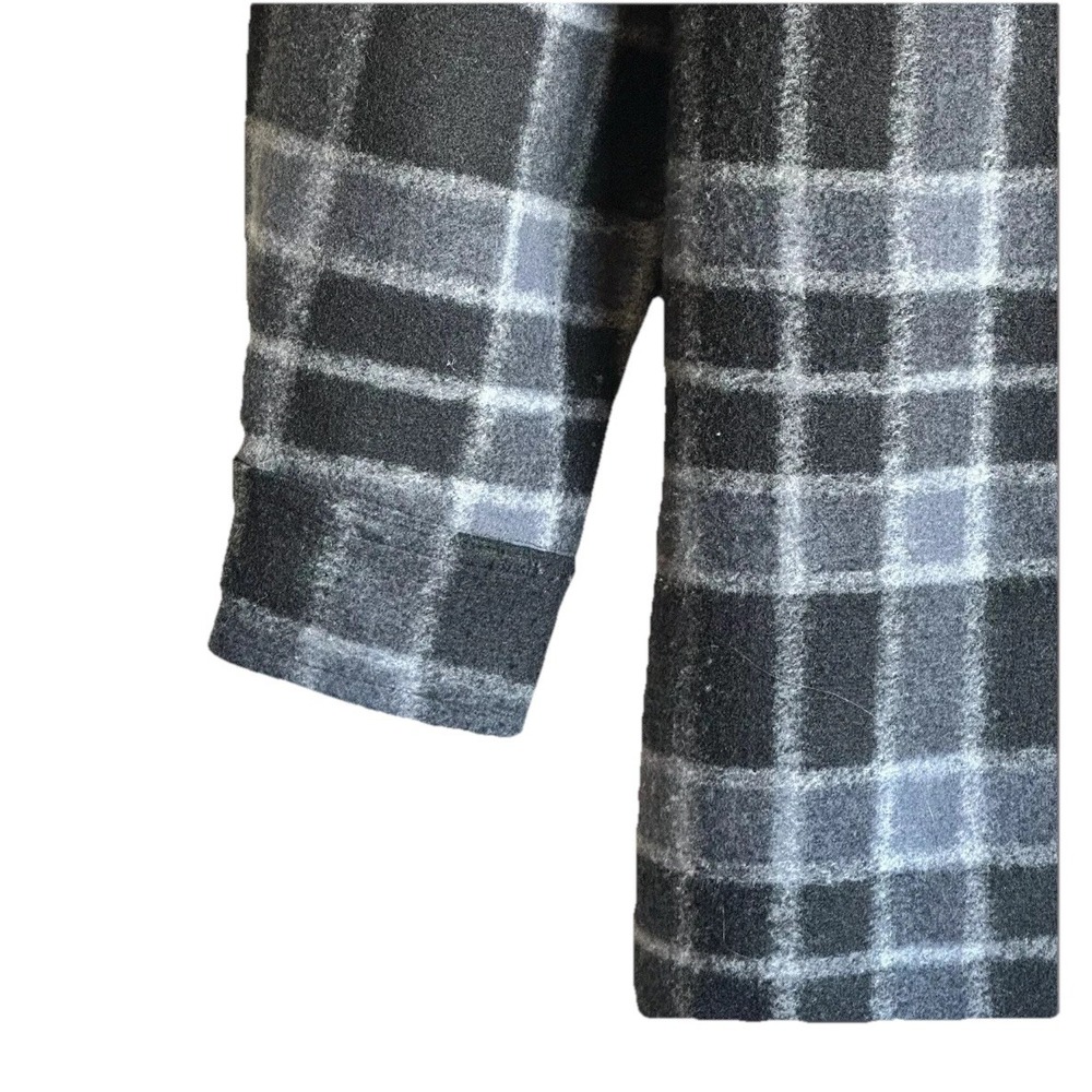 Terra & Sky Womens 1X Black Plaid Button-up Coat Long Sleeve Tie Waist Shacket‎ - Picture 4 of 7